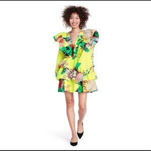 NWT Christopher John Rogers neon ruffle dress